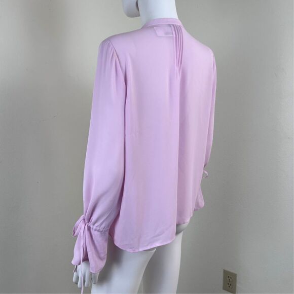 J Crew Women Size S Petite Pink Pleated Pintuck Sheer Chiffon Blouse NEW Top Tie - Picture 4 of 16